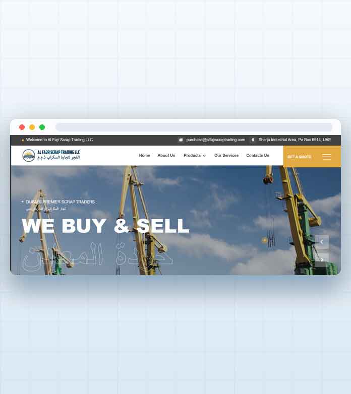 Al Fajr Scrap Trading LLC website designed by Explore Middle East FZE