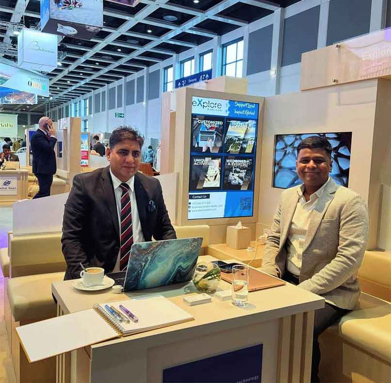 Explore Middle East FZE team representing website design and SEO services at an international trade exhibition in Germany