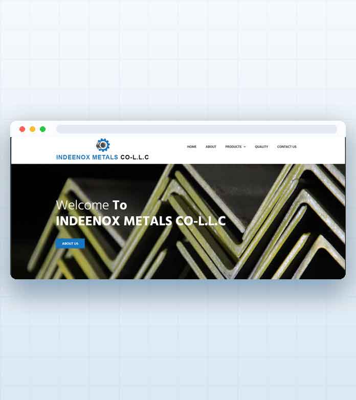 Indeenox Metals Co LLC website designed by Explore Middle East FZE