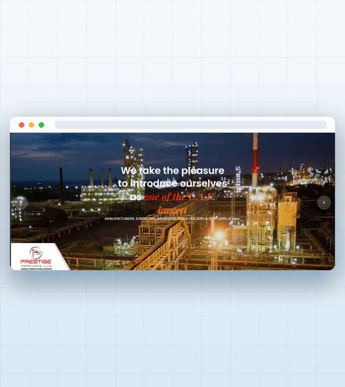 Metalloys LLC website designed by Explore Middle East FZE