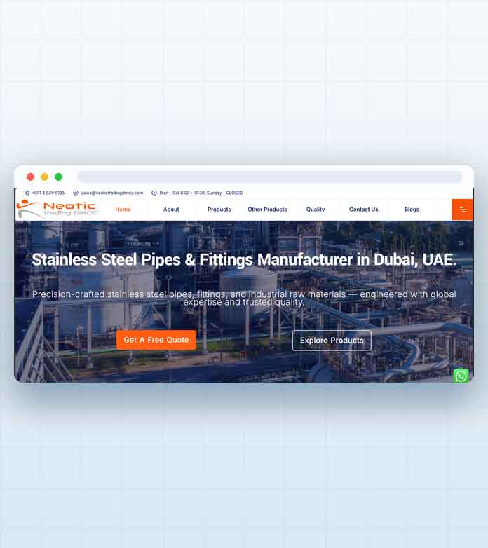 Neotic Trading DMCC website designed by Explore Middle East FZE