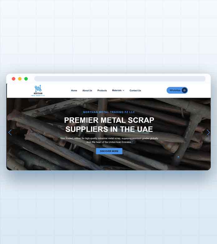 Northan Metal Trading FZ LLC website designed by Explore Middle East FZE