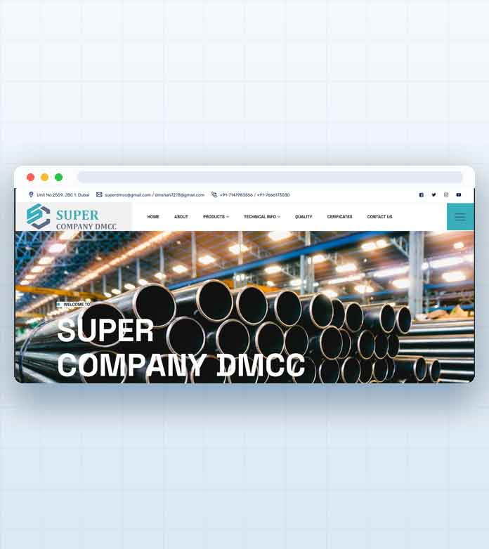 Super Company DMCC website designed by Explore Middle East FZE